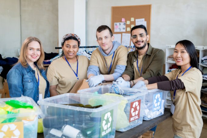 Staff promoting sustainability in hospitals.